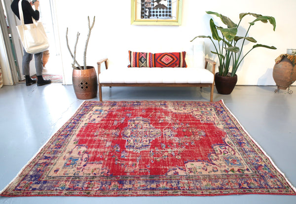 Old Demirci Oushak Rug 5.8ftx6.3ft