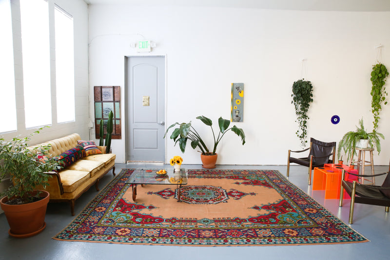 large area rug, kilim rug, flat weave, turkish rug, turkic rug, portland rug store, orange