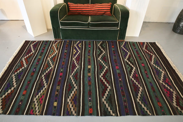 Vintage Anatolian Cicim Kilim 4.8ftx8.5ft