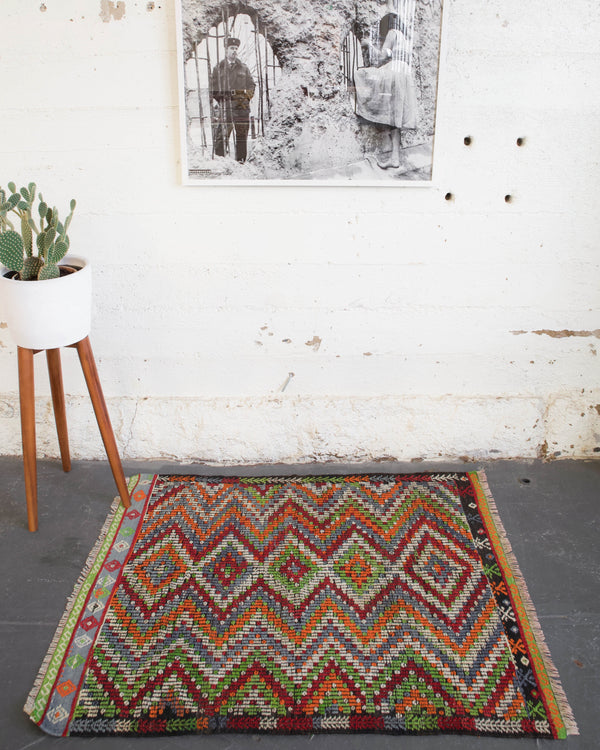 Turkish rug, vintage rug, flat weave, kilim rug, large area rug, square rug, Wild Shaman, Portland, Oregon, rug store, rug shop, local shop,  bright colors, area rug, red rug, bold color