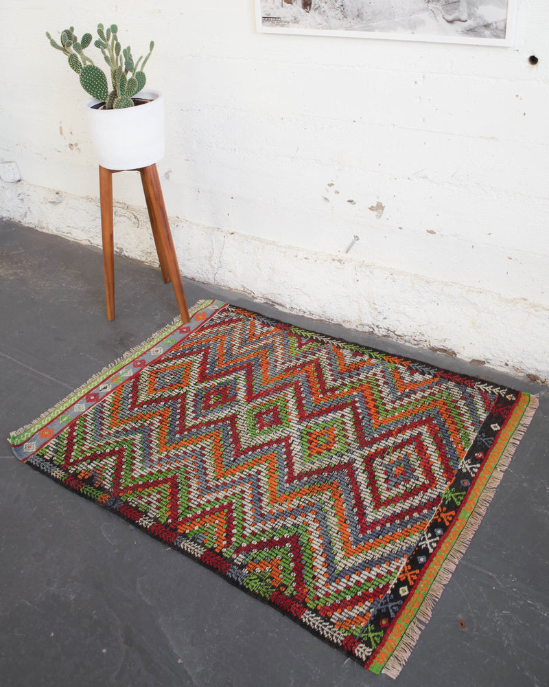 Turkish rug, vintage rug, flat weave, kilim rug, large area rug, square rug, Wild Shaman, Portland, Oregon, rug store, rug shop, local shop,  bright colors, area rug, red rug, bold color