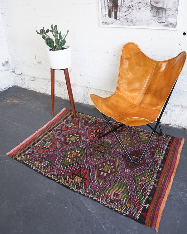 Turkish rug, vintage rug, flat weave, kilim rug, large area rug, square rug, Wild Shaman, Portland, Oregon, rug store, rug shop, local shop,  bright colors, area rug, red rug, bold color