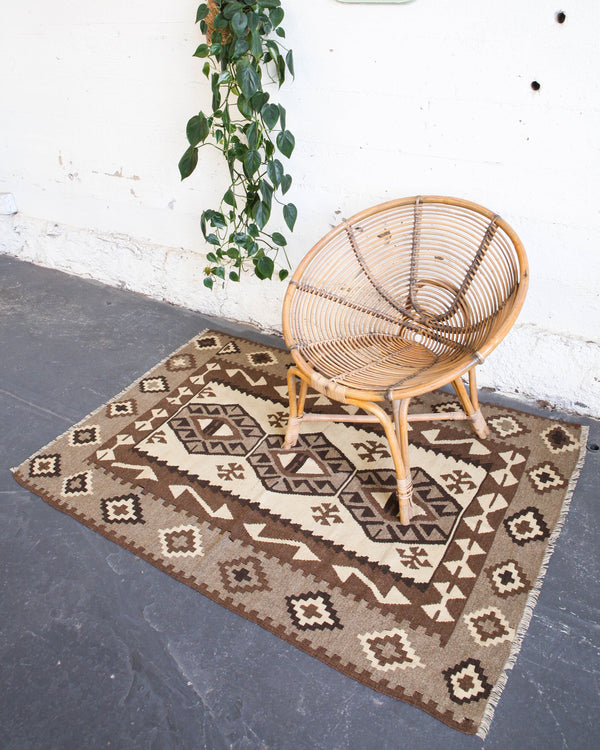 old rug, antique rug, earthy colors, faded colors, Turkish rug, vintage rug, flat weave, kilim rug, large area rug, square rug, Wild Shaman, Portland, Oregon, rug store, rug shop, local shop