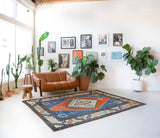 Area rug in a living room setting, pile rug, Turkish rug, custom rug, , new rug, modern rug, customizable rug, made to order rug, portland, rug shop, bright colors, wild shaman, soft rug, bold color, Portland, Oregon, rug store, rug shop, local shop, made in Turkey