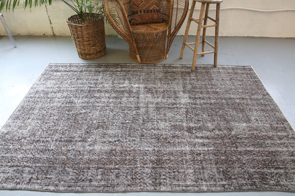 Vintage Turkish  Overdyed Isparta Rug in Ash 5' x 8'