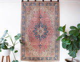 Vintage Turkish rug in living room setting, old rug, antique rug, pastel colors, faded colors, Turkish rug, vintage rug, soft rug, Portland, Oregon, rug store, rug shop, local shopVintage Turkish rug in living room setting, old rug, antique rug, pastel colors, faded colors, Turkish rug, vintage rug, soft rug, Portland, Oregon, rug store, rug shop, local shop