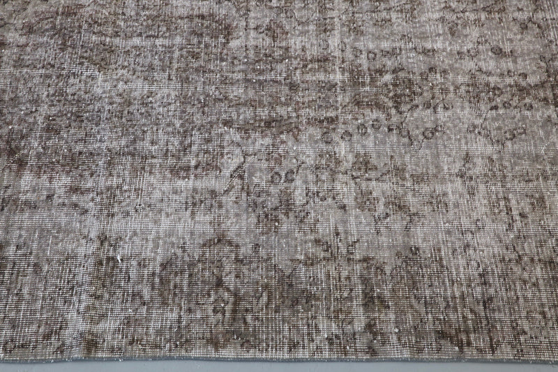Vintage Overdyed Isparta Rug in Mid Gray 4.7ftx7.10ft