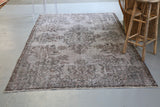 Vintage Overdyed Isparta Rug in Light Gray 5.6ftx8.7ft