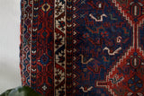  Vintage Persian rug in a living room setting, pile rug, Turkish rug, vintage rug, portland, rug shop, bright colors, wild shaman, soft rug, bold color, Portland, Oregon, rug store, rug shop, local shop, antique rug
