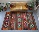 orange, green, bright color, antique, oushak rug, portland rug shop, rug store, wild shaman, cicim rug