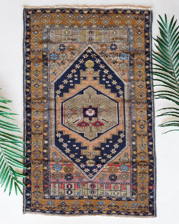 Vintage Turkish rug in living room setting, old rug, antique rug, pastel colors, faded colors, Turkish rug, vintage rug, soft rug, Portland, Oregon, rug store, rug shop, local shop