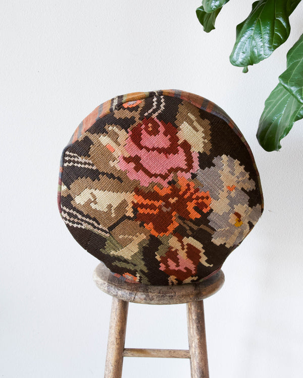 Floor pouf in a living room setting, pillow, turkish pillow, kilim pillow, home decor, decorative pillow, sham, rug pillow, decor, home decor, pouf, floor cushion, cushion, Portland, rugshop, Oregon, Wild Shaman, ottoman