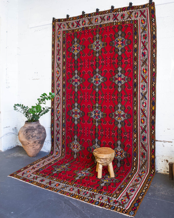 Turkish rug, vintage rug, flat weave, kilim rug, large area rug, square rug, Wild Shaman, Portland, Oregon, rug store, rug shop, local shop,  bright colors, area rug, bold color