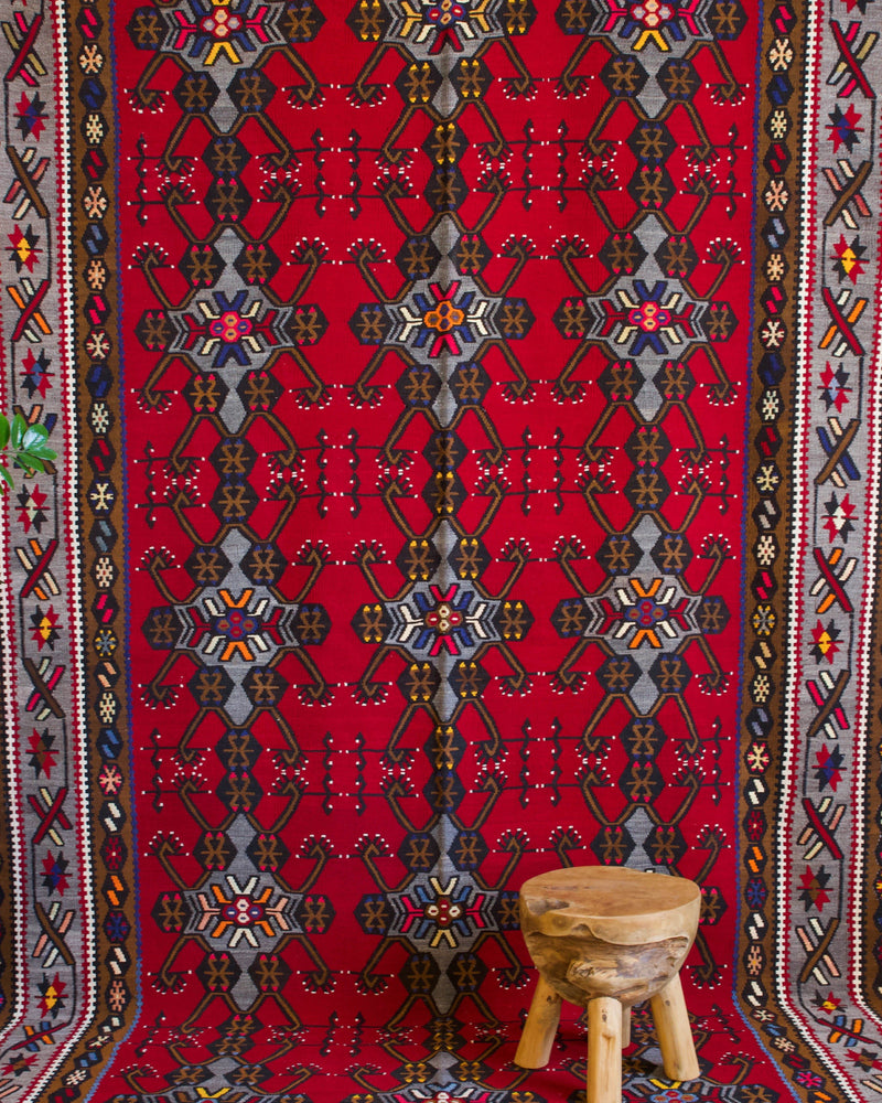 Turkish rug, vintage rug, flat weave, kilim rug, large area rug, square rug, Wild Shaman, Portland, Oregon, rug store, rug shop, local shop,  bright colors, area rug, bold color