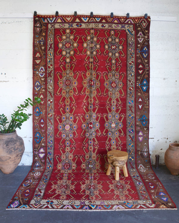 Turkish rug, vintage rug, flat weave, kilim rug, large area rug, square rug, Wild Shaman, Portland, Oregon, rug store, rug shop, local shop,  bright colors, area rug, bold color