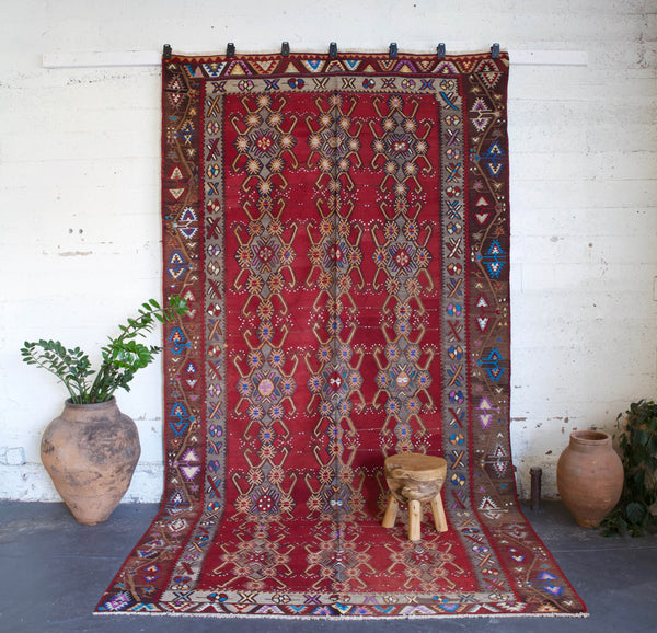 Turkish rug, vintage rug, flat weave, kilim rug, large area rug, square rug, Wild Shaman, Portland, Oregon, rug store, rug shop, local shop,  bright colors, area rug, bold color