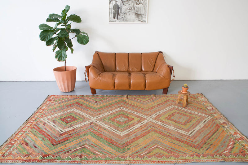 old rug, antique rug, earthy colors, faded colors, Turkish rug, vintage rug, flat weave, kilim rug, large area rug, square rug, Wild Shaman, Portland, Oregon, rug store, rug shop, local shop