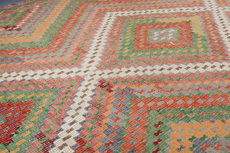 old rug, antique rug, earthy colors, faded colors, Turkish rug, vintage rug, flat weave, kilim rug, large area rug, square rug, Wild Shaman, Portland, Oregon, rug store, rug shop, local shop