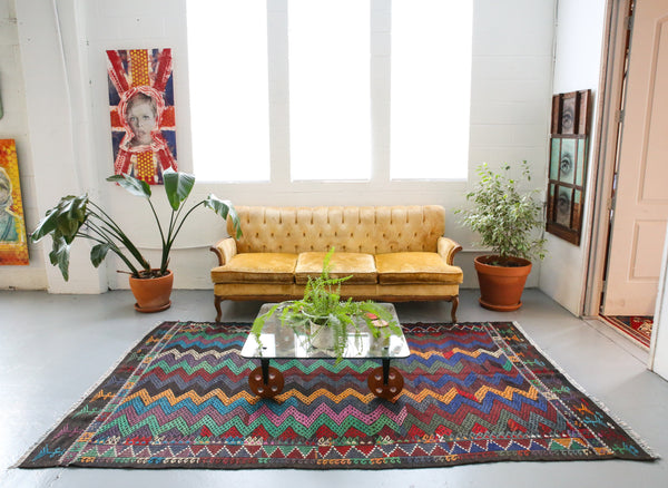 orange, brown, striped, old rug, vintage kilim, flat weave, antique, oushak rug, portland rug shop, rug store, wild shaman