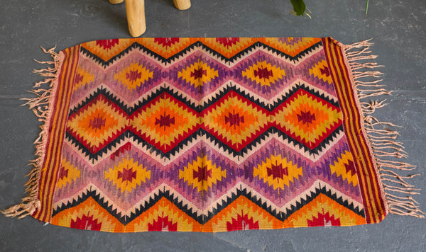 pile rug, Turkish rug, vintage rug, portland, rug shop, bright colors, wild shaman, area rug, red rug, mini rug, bold color, Portland, Oregon, rug store, rug shop, local shop, flat weave, kilim rug