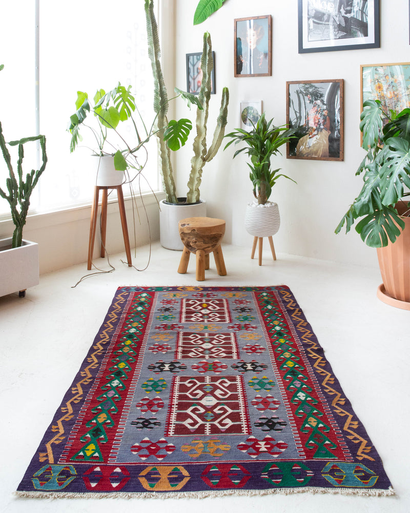 old rug, antique rug, earthy colors, faded colors, Turkish rug, vintage rug, flat weave, kilim rug, large area rug, square rug, Wild Shaman, Portland, Oregon, rug store, rug shop, local shop