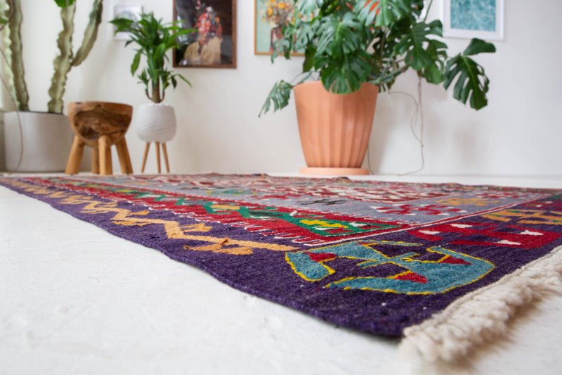 old rug, antique rug, earthy colors, faded colors, Turkish rug, vintage rug, flat weave, kilim rug, large area rug, square rug, Wild Shaman, Portland, Oregon, rug store, rug shop, local shop