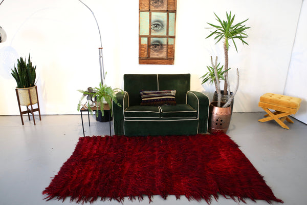 Vintage Filikli Tulu Rug in Maroon 3.10ftx7ft