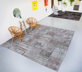 Vintage Overdyed Patchwork Rug overdyed in Light Gray 10ftx10ft